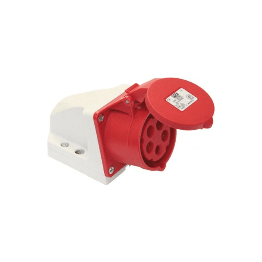 Ipari dugalj falra szerelhető 3P+N+E 16A 400V(50+60Hz) piros IP44 műanyag 6h-pozíció csavaros PCE - Image 1