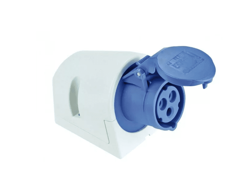 Ipari dugalj falra szerelhető 2P+E 32A 230V(50+60Hz) kék IP44 műanyag 6h- pozíció csavaros PCE - Image 1